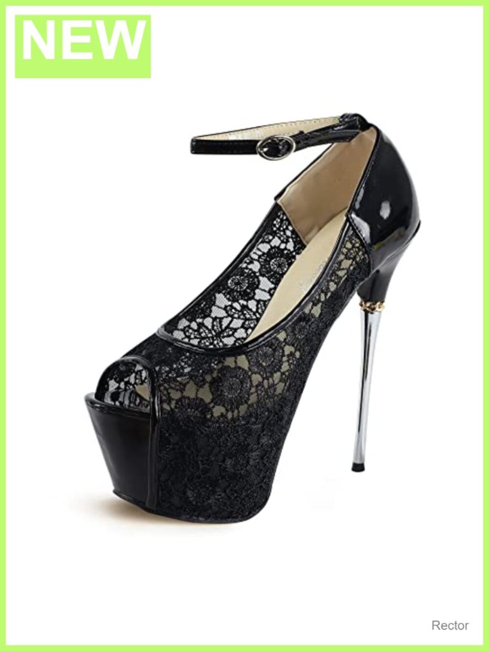 Women's Lace Flower Strappy Open Toe Stiletto Heels with Ankle Strap